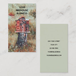 Cartão De Visita Birdhouse Em Forest Rust Brown Vintage Style