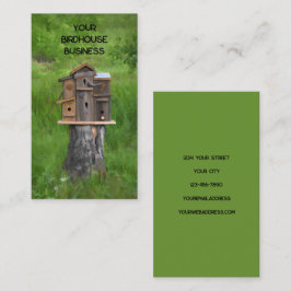 Cartão De Visita Birdhouse Watercolor Green Rustic Art Country