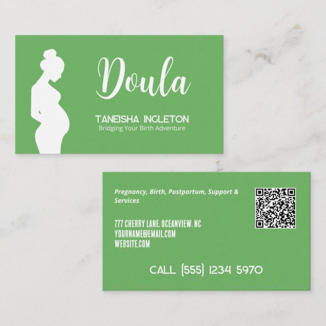 Cartão De Visita Birth Doula Custom QR (Frente/Verso)