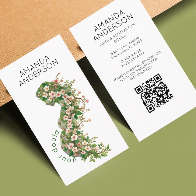 Cartão De Visita Birth Doula Midwife Pregnancy Birth Coach Qr Code (Criador carregado)