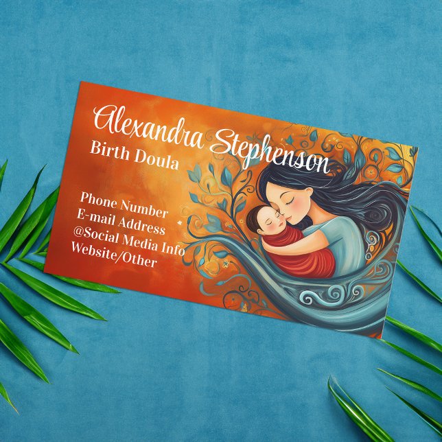 Cartão De Visita Birth Doula Mother Baby Art Natural Birthing  (birth doula business card)