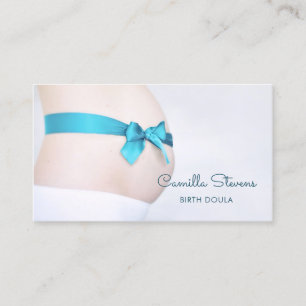Cartão De Visita Birthing Doula Grávida Bump Com Fita Azul