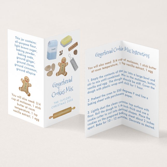 Cartão De Visita Biscoitos De Gingerbread Em Um Rótulo Dobrado De J (Interior e exterior)