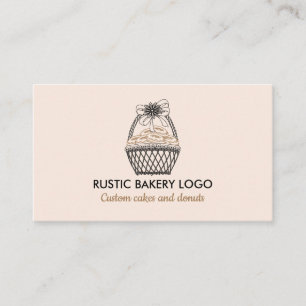 Cartão De Visita Biscoitos Donut de Padaria Rústica Rosa Corada