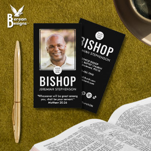 Cartão De Visita Bispo da Igreja Logotipo Religioso Moderno Preto F
