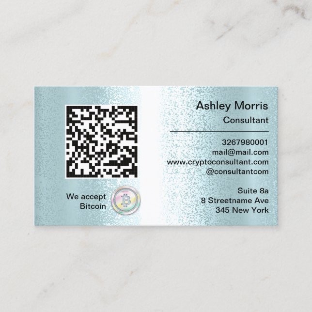 Cartão De Visita Bit Me QR Code (Código QR Bit Me) Aceitamos Bitmap (Frente)