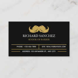 Cartão De Visita Black and Gold Morden Berber Shop