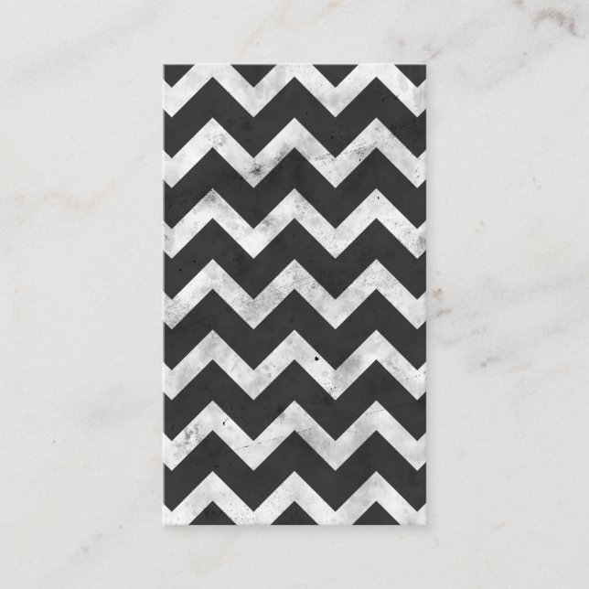 Cartão De Visita Black and white Rustic Chevron pattern (Frente)