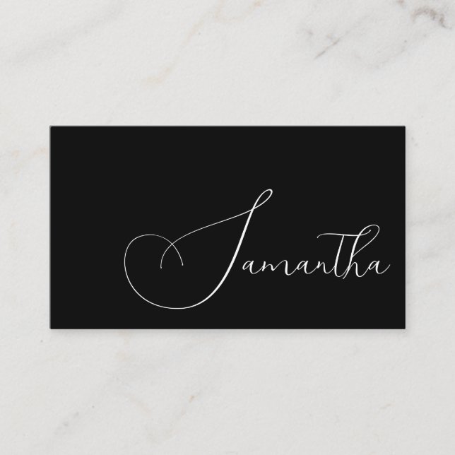 Cartão De Visita Black and White Script Photo Makeup Business Card (Frente)