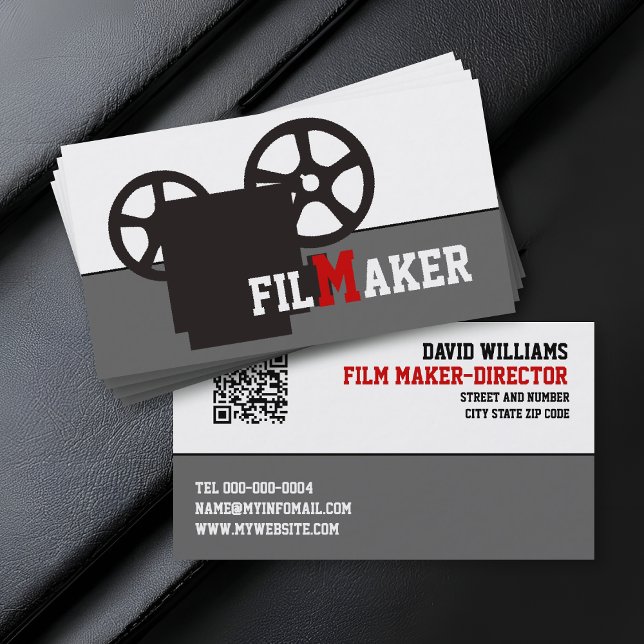 Cartão De Visita Black camera and QR code film maker  (Criador carregado)
