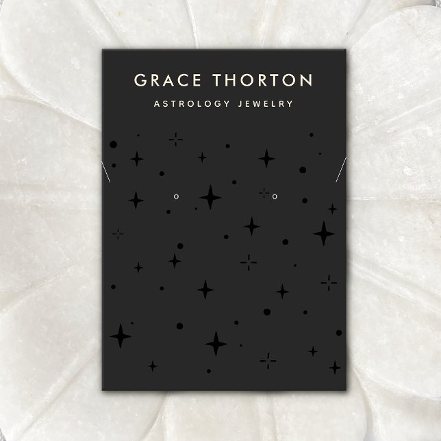 Cartão De Visita Black Celestial Stars Earrando e Necklace Busine (Criador carregado)