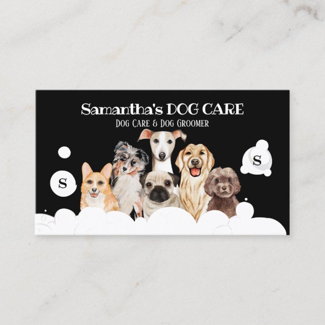 Cartão De Visita Black Dog Spa Salon Sitting Bath Groomer (Frente)