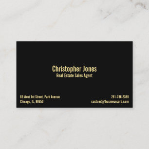 Cartão De Visita Black Faux Dourado Elegante Personalizado