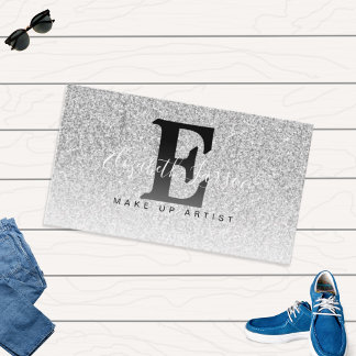 Cartão De Visita Black Glitter Makeup Artist Hair Salon Loyalty