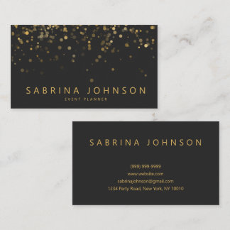 Cartão De Visita Black Gold Elegant Party Planner Business Card