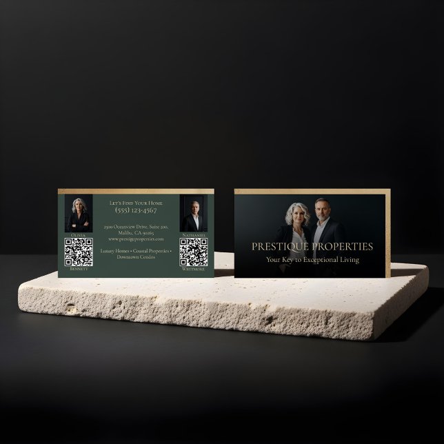 Cartão De Visita Black Gold Luxury Real Estate Agent Photo Luxe (Prestige Luxury Realtor Law Firm Gold & Black Luxe Business Card)