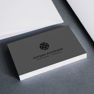 Cartão De Visita Black & Gray Pickleball Coaching Personal Trainer