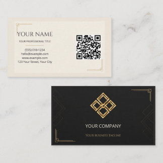 Cartão De Visita Black Ivory Gold Logotipo Personalizado QR Negócio