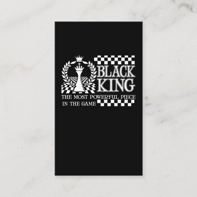 Cartão De Visita Black King Chess Piece Black African American Men (Frente)