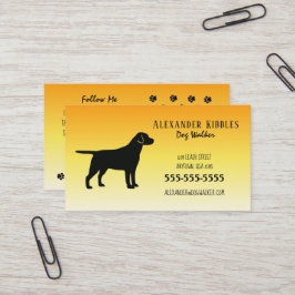 Cartão De Visita Black Lab Dog Walker Yellow
