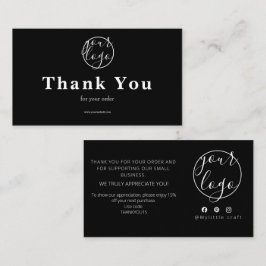Cartão De Visita Black Logo Thank You Card Small Business