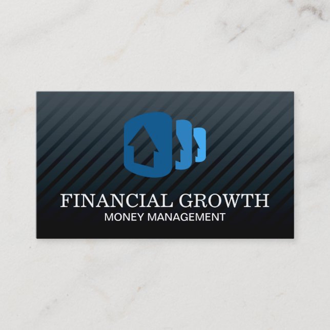 Cartão De Visita Black Modern profissional | Casas Empilhadas (Frente)