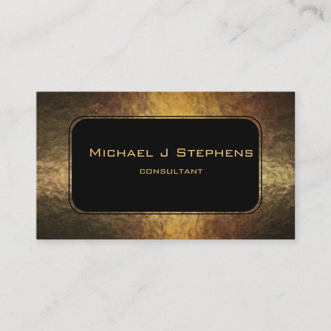 Cartão De Visita Black on Hammered Gold  Business Card (Frente)