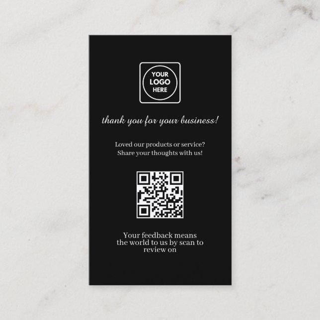Cartão De Visita Black QR | Custom Business Feedback Review Link (Frente)