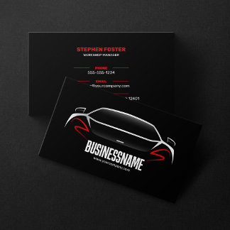 Cartão De Visita Black & Red Mobile Auto Detailing Automotivo Carro