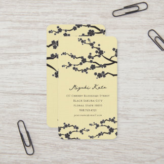 Cartão De Visita Black Sakura Cherry Blossoms Flores Orientais Zen