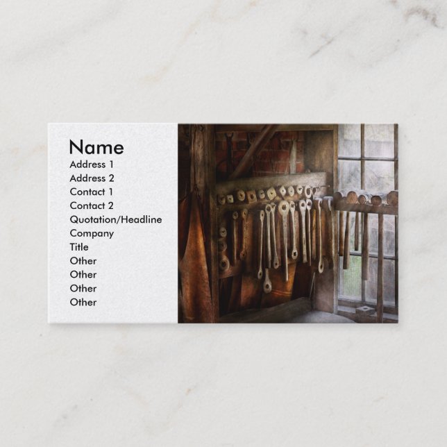 Cartão De Visita Black Smith - Desenhar e martelos (Frente)