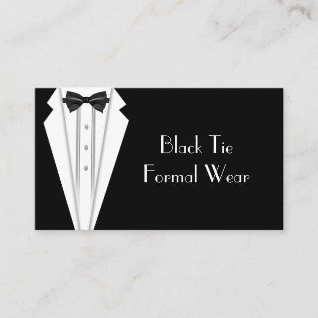 Cartão De Visita Black Tie Formal White Tuxedo Business (Frente)