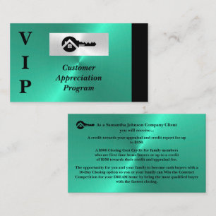 Cartão De Visita Black & Turquoise Apreciação de Cliente VIP