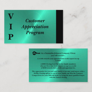 Cartão De Visita Black & Turquoise VIP Apreciação ao Cliente