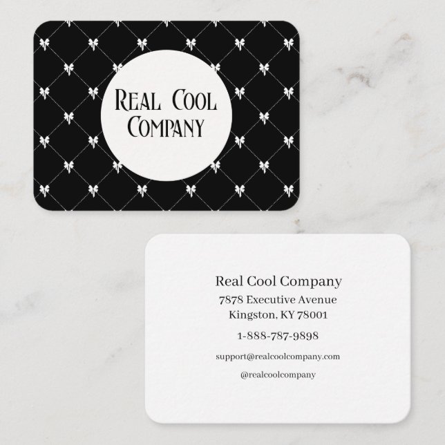 Cartão De Visita Black & White Bow Monogram Business Card (Frente/Verso)