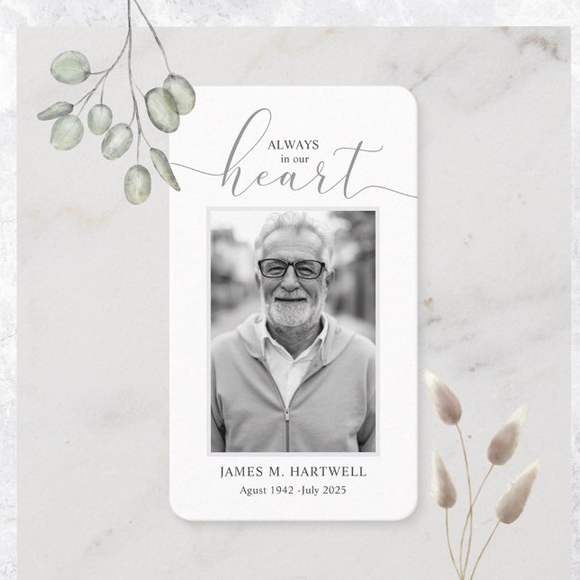 Cartão De Visita Black & White Funeral Photo Sympathy Modern (Criador carregado)