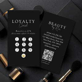 Cartão De Visita Black & White Minimal Salon QR Code Loyalty