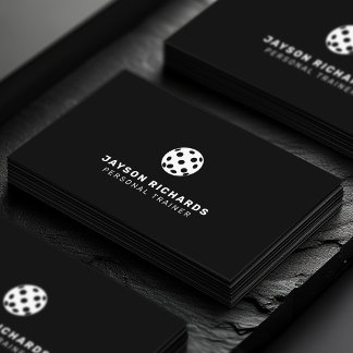 Cartão De Visita Black & White Pickleball Coaching Personal Trainer