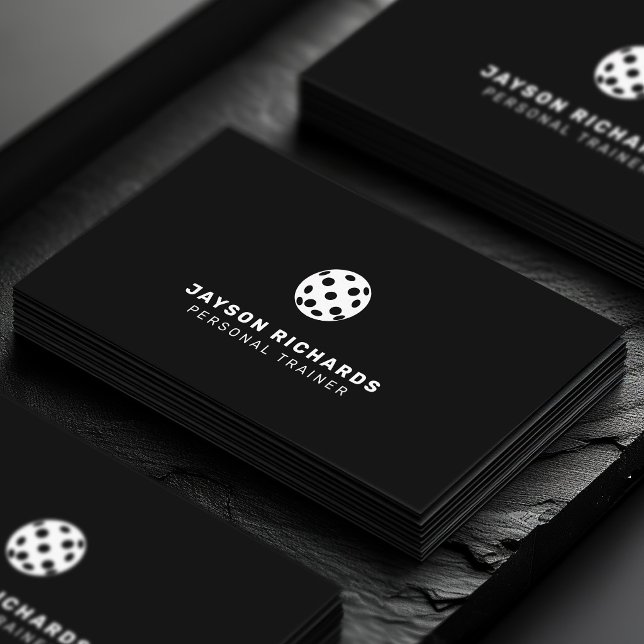 Cartão De Visita Black & White Pickleball Coaching Personal Trainer (Criador carregado)