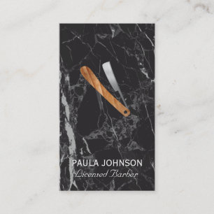 Cartão De Visita Blade Barber   Mármore Preto