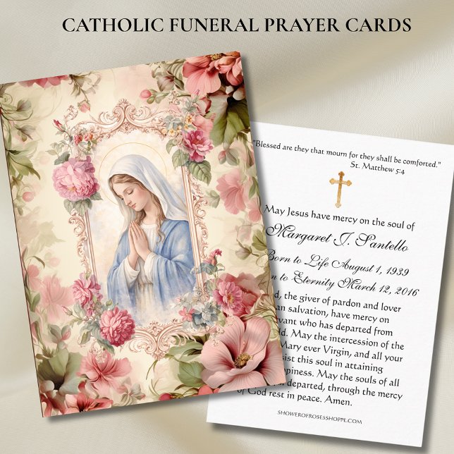 Cartão De Visita Blessed Mary Catholic Funeral Memorial Holy Card - (Criador carregado)