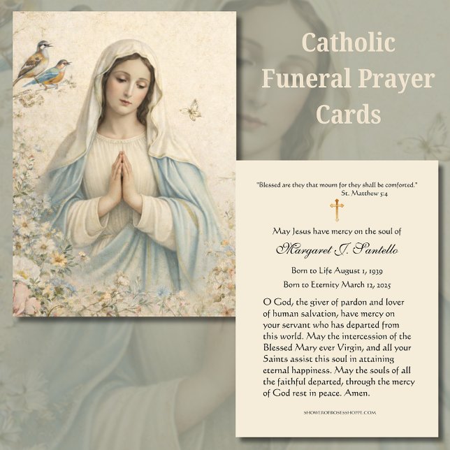 Cartão De Visita Blessed Mary Catholic Funeral Memorial Holy Card - (Criador carregado)