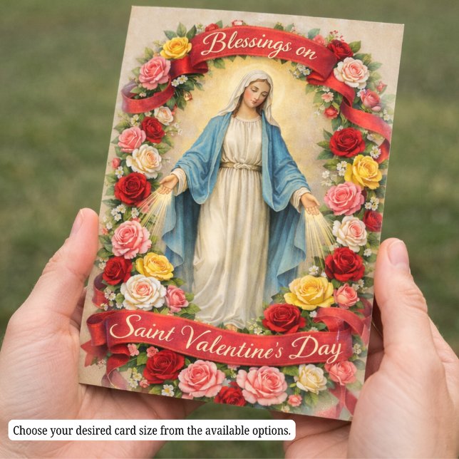 Cartão De Visita Blessed Mother Mary Valentines Prayer Roses (Criador carregado)