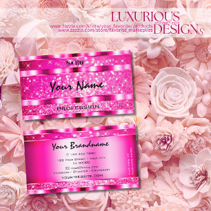 Cartão De Visita Bling Glam Girly Pink Glitter Sparkle Stars Luxo