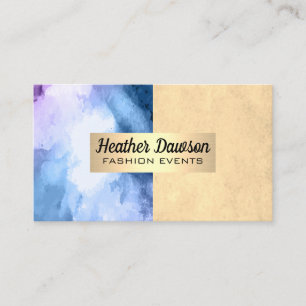 Cartão De Visita Bloco de cores Watercolor Metálico Dourado