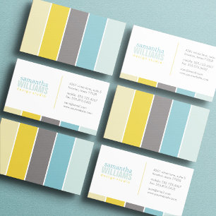 Cartão De Visita Blocos de cores modernas amarelo e aqua