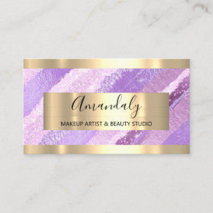 Cartão De Visita Blogueiro Artista Makeup Influencer Roxo Traço