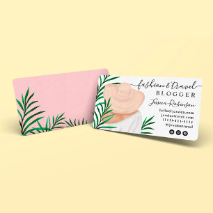 Cartão De Visita Blogueiro de ilustração da moda da palma tropica