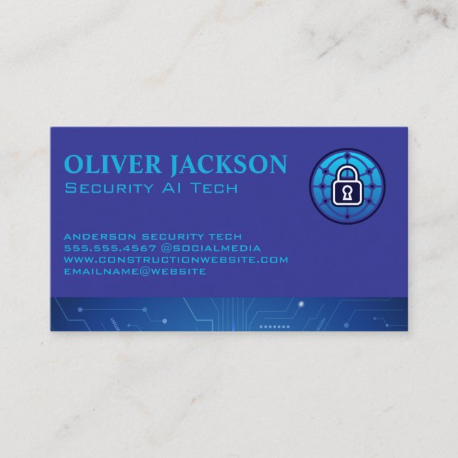 Cartão De Visita Bloqueio de Segurança | Tech Hardware Software (Frente)