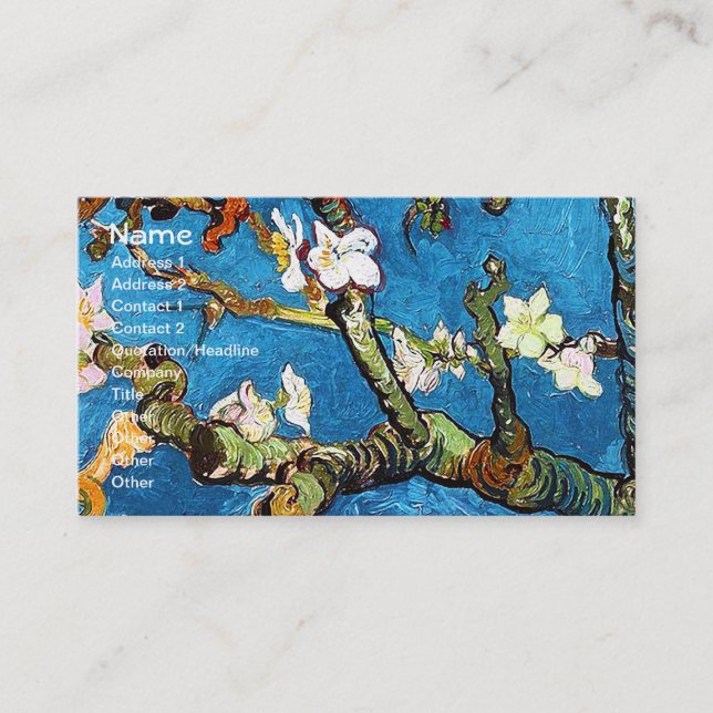 Cartão De Visita Blossoming Almond Tree Van Gogh Fine Art (Frente)